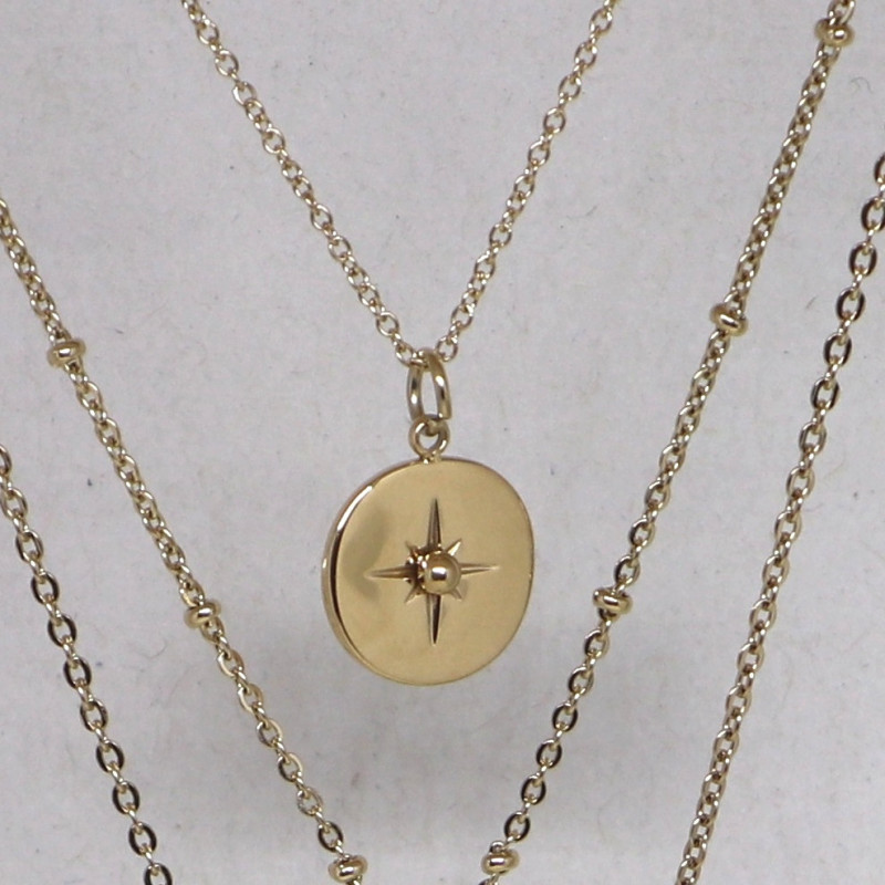 Collier "3 en 1", médailles dorées