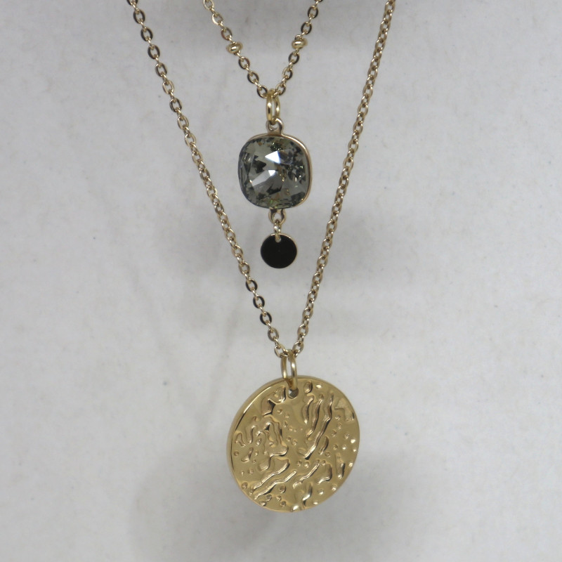 Collier "3 en 1", médailles dorées