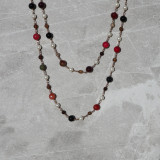 Sautoir Rouge Vert Brun Blanc