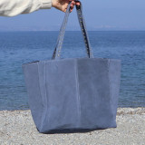 Sac cabas en daim bleu jean