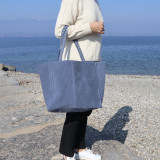 Sac cabas en daim bleu jean