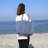 Sac cabas en daim bleu jean