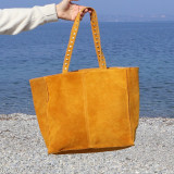 Sac cabas en daim jaune