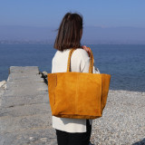Sac cabas en daim jaune