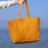 Sac cabas en daim jaune