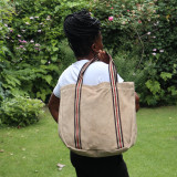 Sac cabas sangle en daim beige