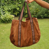 Sac cabas sangle en daim caramel