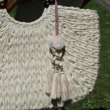 Sac panier écru, anses perles