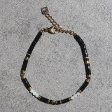 Bracelet orné de pierres naturelles, agate noire et blanche