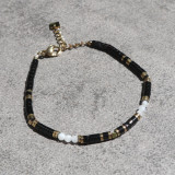 Bracelet orné de pierres naturelles, agate noire et blanche