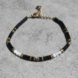 Bracelet orné de pierres naturelles, agate noire et blanche