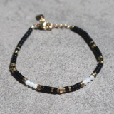 Bracelet orné de pierres naturelles, agate noire et blanche