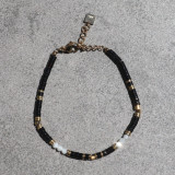 Bracelet orné de pierres naturelles, agate noire et blanche