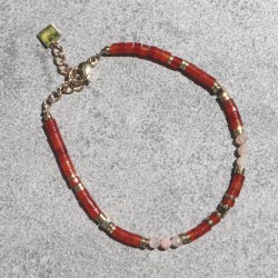 Bracelet orné de pierres naturelles, Pierre de soleil et Cornaline