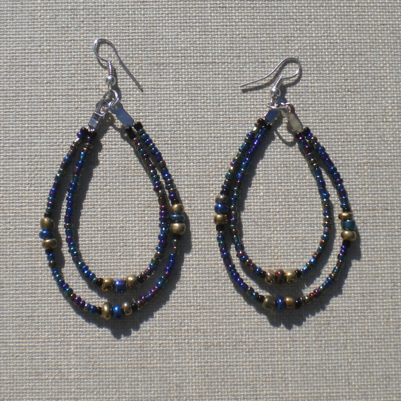 Perles Brun-bleu-doré
