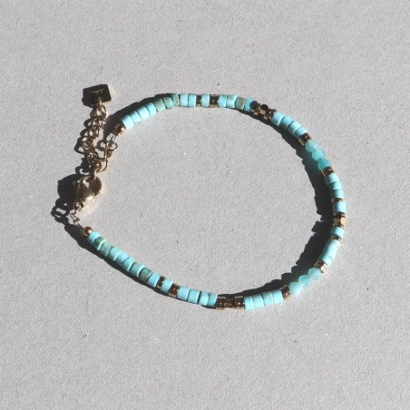 Bracelet orné de pierres naturelles, turquoises claires