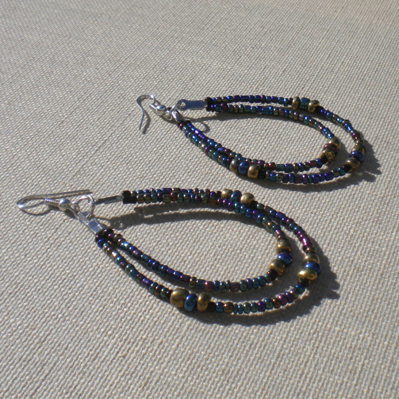 Perles Brun-bleu-doré