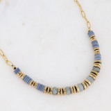 Collier tour de cou doré et pierres Labradorite