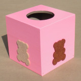 Boite mouchoirs rose, oursons beige et marron