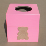 Boite mouchoirs rose, oursons beige et marron