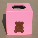 Boite mouchoirs rose, oursons beige et marron