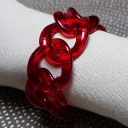 Bracelet grandes mailles rouge translucides