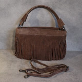 Sac à main en daim à franges, bandoulière