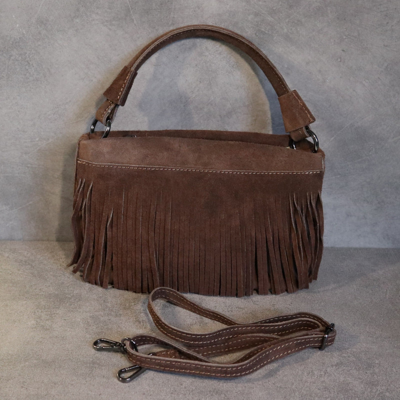 Sac à main en daim à franges, bandoulière