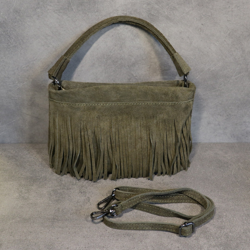 Sac à main en daim à franges, bandoulière