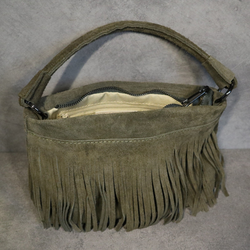 Sac à main en daim à franges, bandoulière