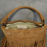 Sac à main en daim à franges, bandoulière