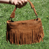 Sac à main en daim à franges, bandoulière