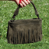Sac à main en daim à franges, bandoulière