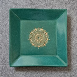 Vide-poches vert-bleu Mandala doré