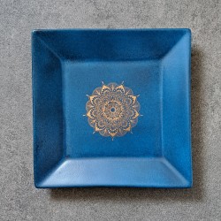 Vide-poches bleu turquoise foncé, Mandala doré