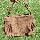 Sac à main en daim à franges, bandoulière