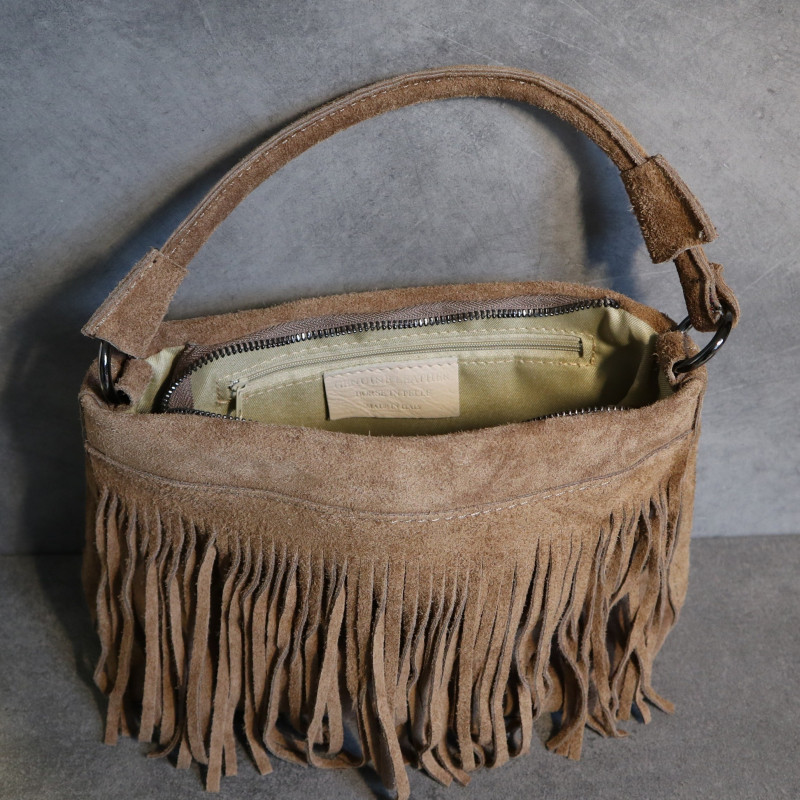 Sac à main en daim à franges, bandoulière
