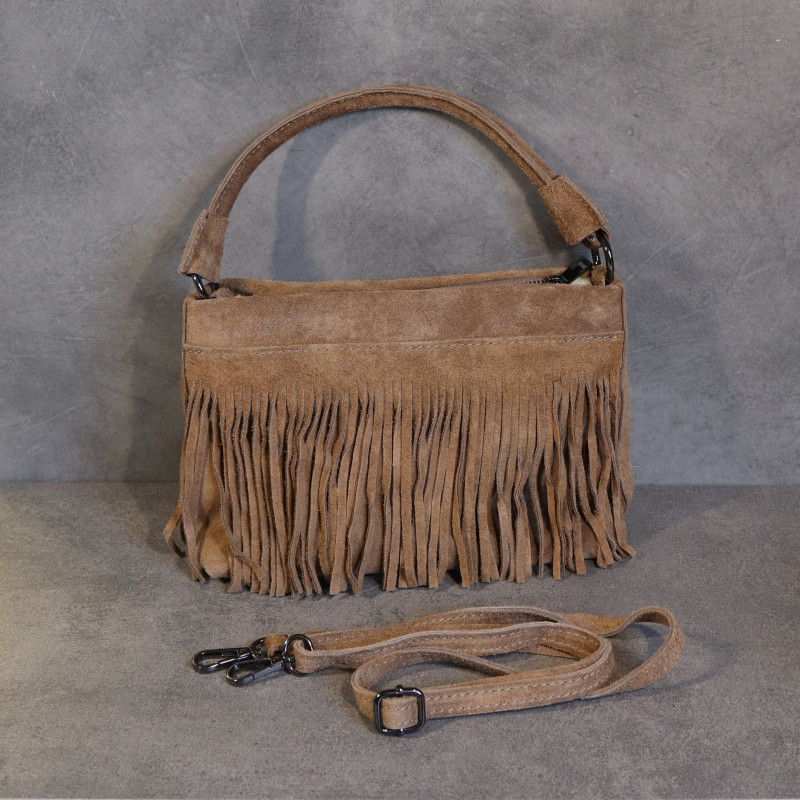 Sac à main en daim à franges, bandoulière
