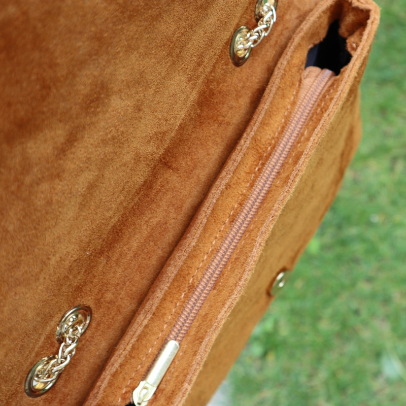 Sac besace en daim à rabat, couleurs d'automne