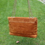 Sac besace en daim à rabat, couleurs d'automne