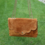 Sac besace en daim à rabat, couleurs d'automne