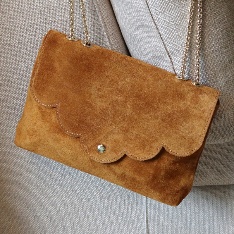 Sac besace en daim à rabat, couleurs d'automne