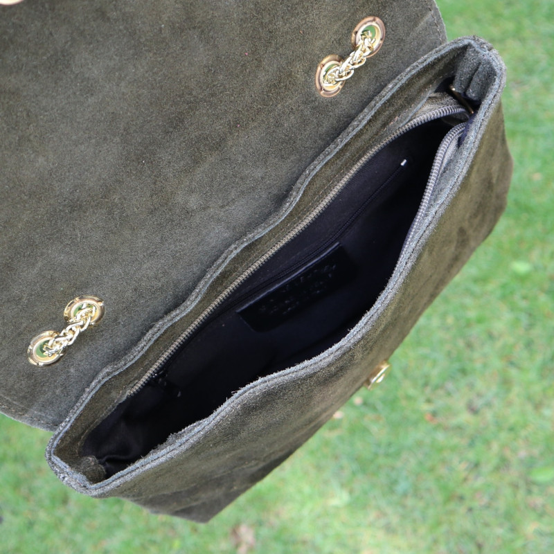 Sac besace en daim à rabat, couleurs d'automne