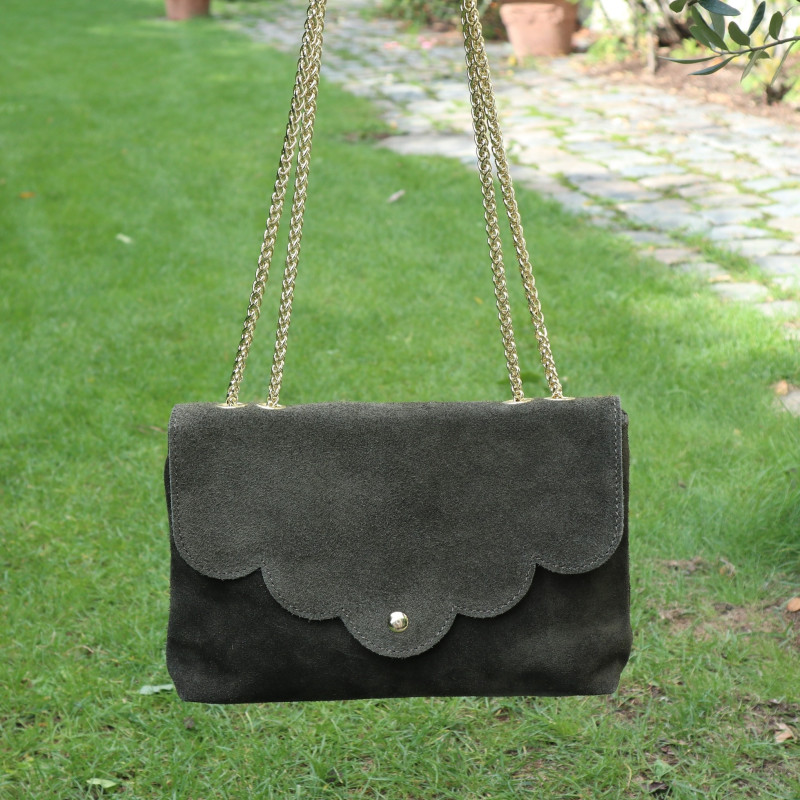 Sac besace en daim à rabat, couleurs d'automne