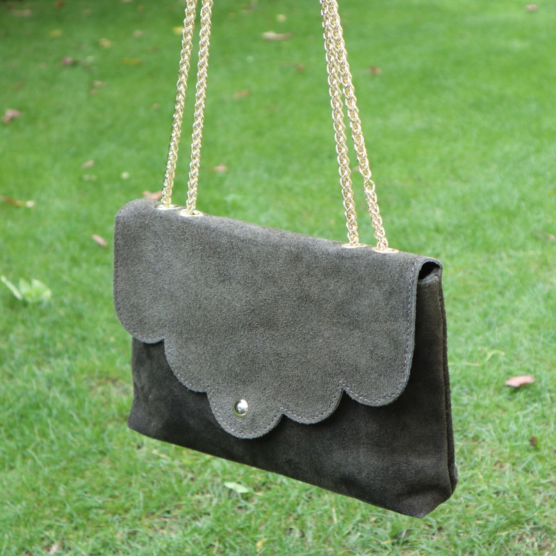 Sac besace en daim à rabat, couleurs d'automne