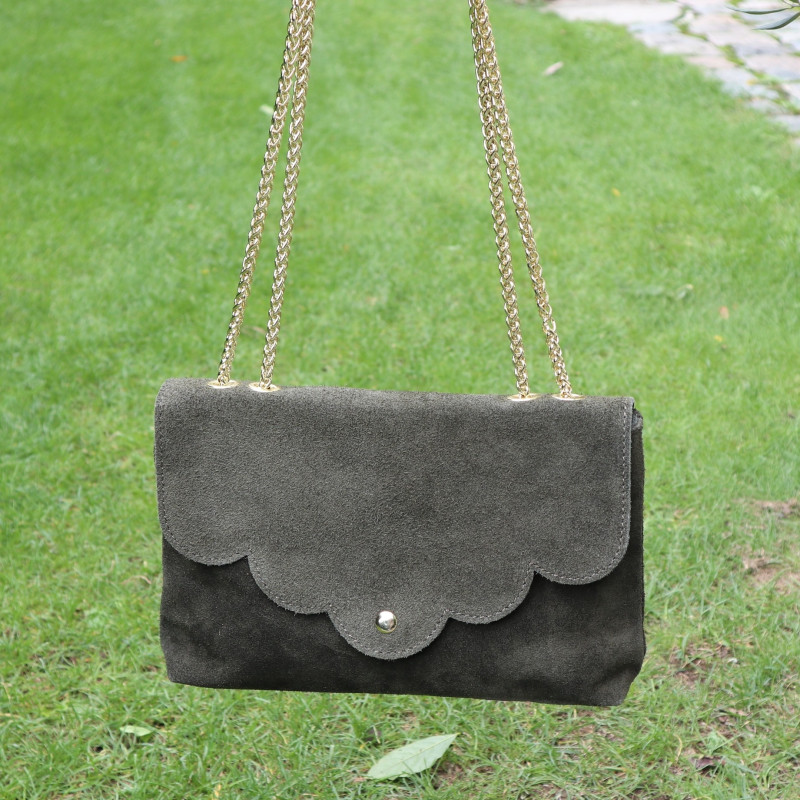 Sac besace en daim à rabat, couleurs d'automne