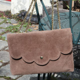Sac besace en daim à rabat, couleurs d'automne
