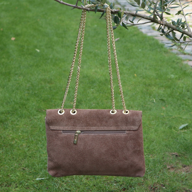 Sac besace en daim à rabat, couleurs d'automne