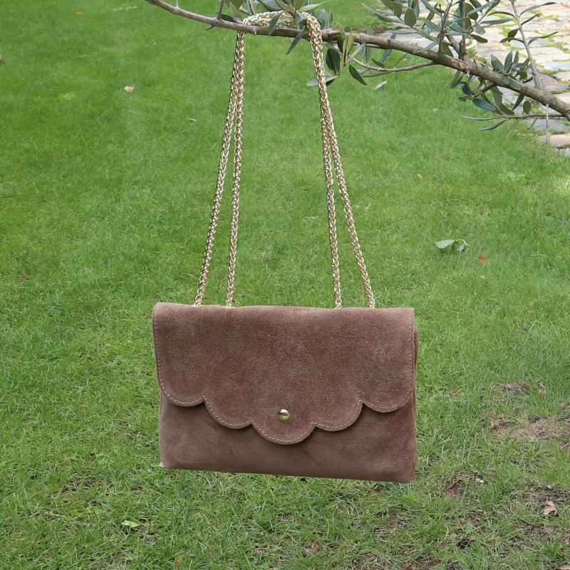 Sac besace en daim à rabat, couleurs d'automne