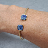 Jonc doré et pierre naturelle, lapis lazuli